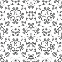 Geometric vector pattern with triangular elements. Seamless abstract ornament for wallpapers and backgrounds. Black and white colors. 