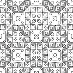 Geometric vector pattern with triangular elements. Seamless abstract ornament for wallpapers and backgrounds. Black and white colors. 