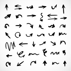 Vector set of hand-drawn arrows, elements for presentation