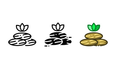 Date fruit icon. With outline, glyph, and filled outline styles