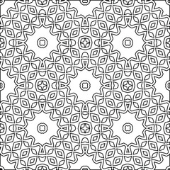 Geometric vector pattern with triangular elements. Seamless abstract ornament for wallpapers and backgrounds. Black and white colors. 