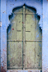 Window of a house in the blue city of Jodhpur, India