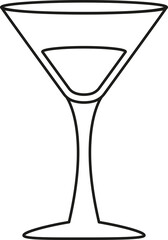 Martini glass logo. Black linear martini glass. Vector cocktail icon.