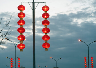 red lanterns on the roof