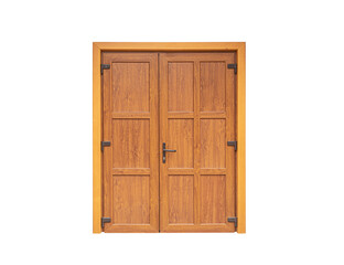Wooden doors isolated on white background.