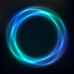 Vector background of neon geometric shapes, round frame, abstract background, wallpaper