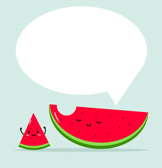 Funny watermelon cartoon with bubble