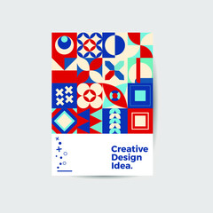 Color neo geo poster. Modern grid flyer with geometric shapes, geometry graphics and abstract background vector set. Company identity brochure template collection. Business presentation vector A4.