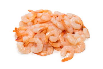 Frozen shrimps background. Top view.