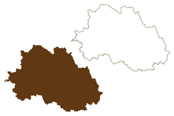 Fototapeta na wymiar Freyung-Grafenau district (Federal Republic of Germany, rural district Lower Bavaria, Free State of Bavaria) map vector illustration, scribble sketch Freyung Grafenau map