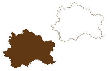 Furstenfeldbruck district (Federal Republic of Germany, rural district Upper Bavaria, Free State of Bavaria) map vector illustration, scribble sketch Furstenfeldbruck map