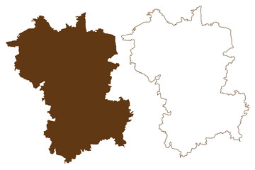 Fototapeta na wymiar Gunzburg district (Federal Republic of Germany, rural district Swabia, Free State of Bavaria) map vector illustration, scribble sketch Gunzburg map