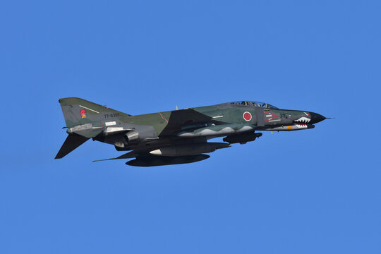 Ibaraki, Japan - November 30, 2019:Japan Air Self-Defense Force McDonnell Douglas / Boeing RF-4EJ PhantomII reconnaissance aircraft.