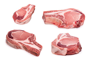 Raw pork isolated on white background.