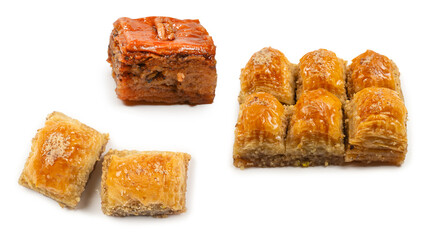 Tasty baklava isolated on white background.