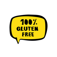 Gluten Free Text, No Gluten Lettering in Bubble Speech