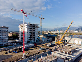 construction site with cranes