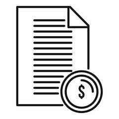 Money paper icon, outline style