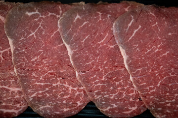 Premium wagyu beef slices for shabu shabu