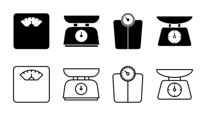 Scales icon set. Weight scale icon