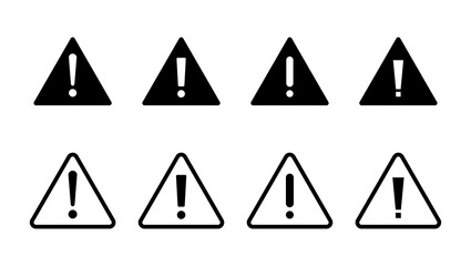 Exclamation danger sign. attention sign icon set. Hazard warning attention sign