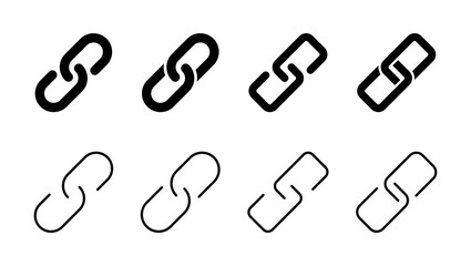 Link icon set. Hyperlink chain symbol.