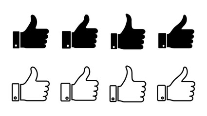 Thumbs up icon set. Hand like. Like icon vector.