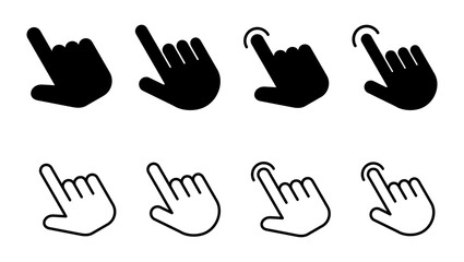 Hand click icon set. pointer icon vector. hand cursor icon vector