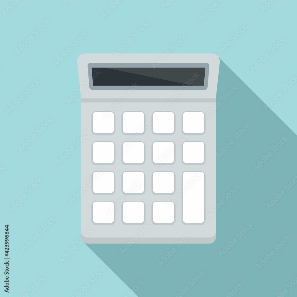 Sticker University calculator icon, flat style