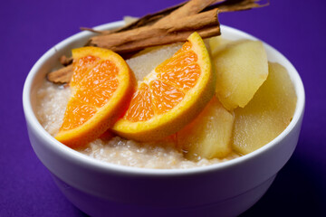 Porridge in white bowl
