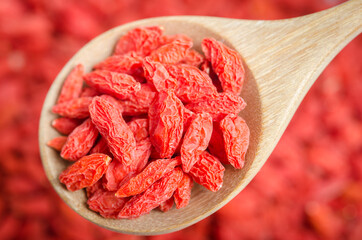 Dried Chinese wolfberries or goji berries.