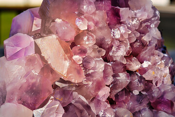 A close up of amethyst crystals. 