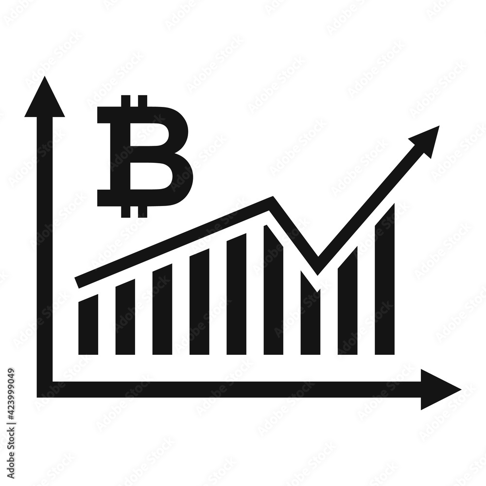 Poster bitcoin graph chart icon, simple style