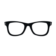 Fototapeta premium Retro glasses icon isolated on white background. Retro black rimmed glasses. Vintage optics lens frame trend. Vector illustration.