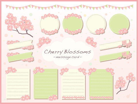 春の行事やお祝い事に使える桜のメッセージカード　可愛いパステル調