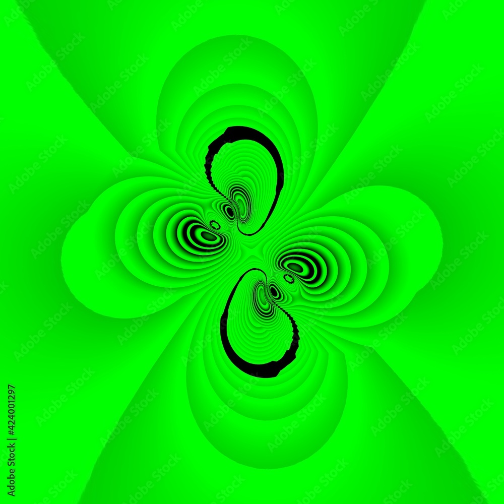 Poster cyclone style design of many diagonal isometric rectangular shapes in very bright neon green colour 