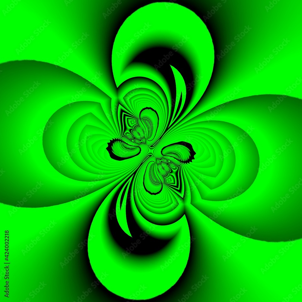 Poster cyclone type design of many diagonal isometric rectangular shapes in very bright neon green colour o