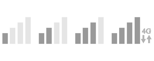 GSM signal status. Mobile network icons. Connection sign.