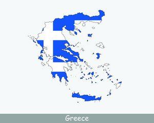 Obraz premium Greece Map Flag. Map of Hellas with the Greek national flag isolated on white background. Vector Illustration.
