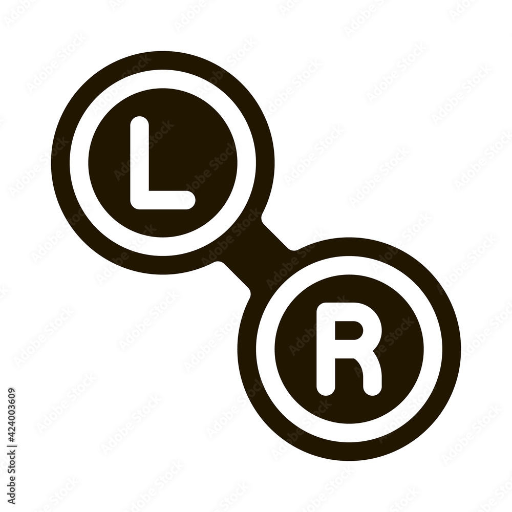 Poster distinctive form left and right lens glyph icon vector. distinctive form left and right lens sign. i