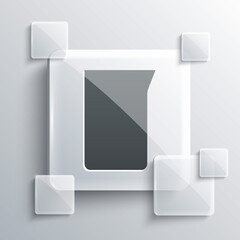 Grey Laboratory glassware or beaker icon isolated on grey background. Square glass panels. Vector