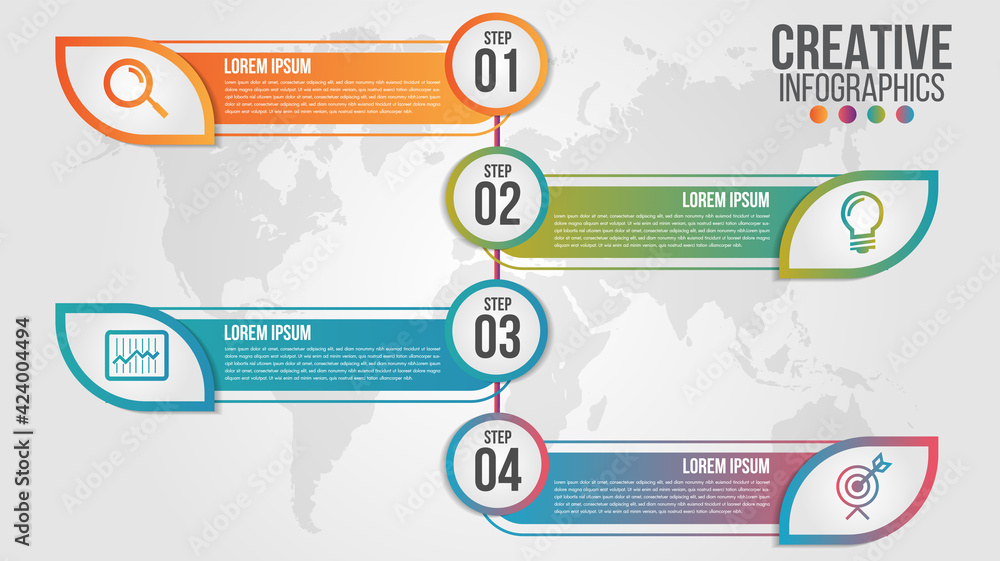 Poster infographic modern timeline design vector template for business with 4 steps or options illustrate a