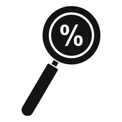 Percent money magnifier icon, simple style