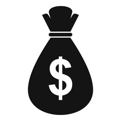 Bank money bag icon, simple style