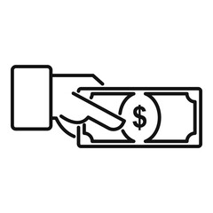 Take money credit icon, outline style