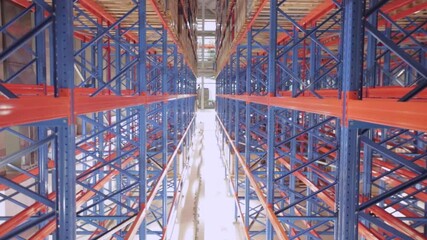 High Rack Shelf Storage Aisle Distribution Warehouse Going Up