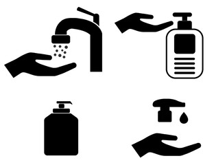 Hygiène des mains en 4 icônes