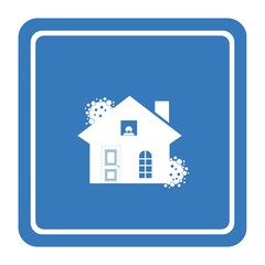 Confinement à la maison, pandémie de Covid-19, panneau bleu