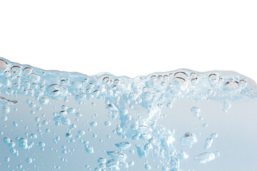 Naklejka na ściany i meble Blue water waves and bubbles on a white background.
