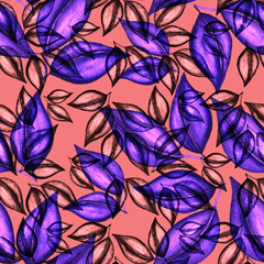 Obraz na płótnie Canvas Vintage watercolor seamless pattern with flowers for decoration design. Bright spring or summer fashion print. Vintage wedding decor. Textile design. 